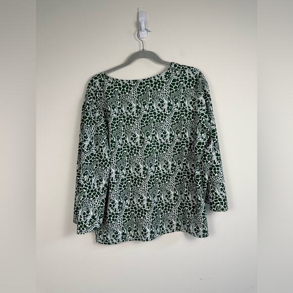 Jude Connally Green and White Giraffe Print Fly Away Sleeve Size XL EUC - Picture 3 of 7